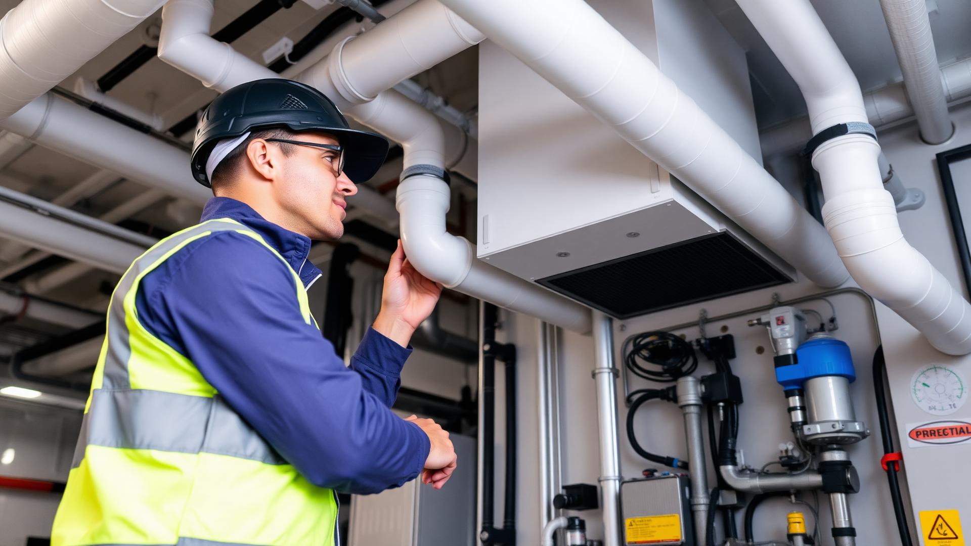 MAGMA facility maintenance technician inspecting building systems in Lebanon
