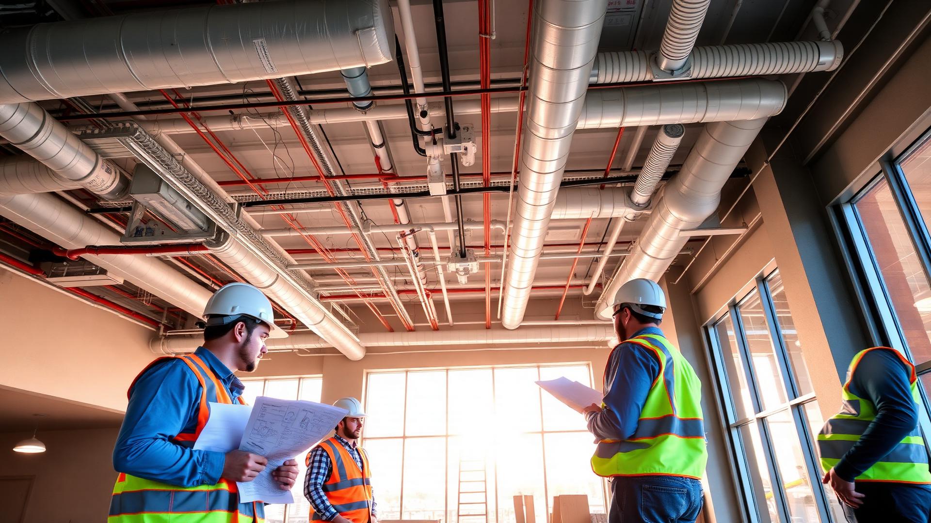 MAGMA construction and engineering team reviewing MEP systems on a Lebanese project site